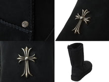 画像をギャラリービューアに読み込む, 新品未使用 CHROME HEARTS クロムハーツ UGG アグ ムートンブーツ CHクロス シープスキン シルバー925 ブラック 23 中古 54503
