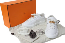 Load image into Gallery viewer, 新品未使用 23年 エルメス レザー スニーカー 白 ローズゴールド金具 ケリーバックル 36.5サイズ 中古 54550