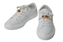 Load image into Gallery viewer, 新品未使用 23年 エルメス レザー スニーカー 白 ローズゴールド金具 ケリーバックル 36.5サイズ 中古 54550