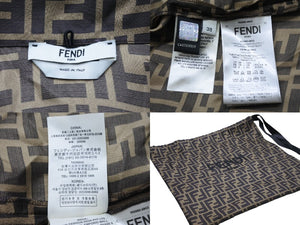 極美品 FENDI フェンディ 半袖シャツ ツーピースパジャマ ズッカ柄 2021年 FE5085 A8G3 サイズ38 シルク ブラウン 中古 54558