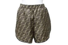 画像をギャラリービューアに読み込む, 極美品 FENDI フェンディ ショートパンツ ツーピースパジャマ ズッカ柄 2021年 FE5085 A8G3 サイズ38 シルク ブラウン 中古 54559