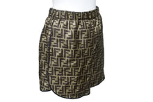 画像をギャラリービューアに読み込む, 極美品 FENDI フェンディ ショートパンツ ツーピースパジャマ ズッカ柄 2021年 FE5085 A8G3 サイズ38 シルク ブラウン 中古 54559