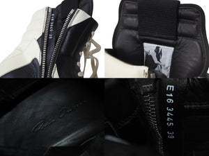 Rick Owens リックオウエンス ジオバスケット ハイカット スニーカー E16 3445 ブラック ホワイト 靴 サイズ39 美品 中古 54579