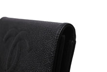 画像をギャラリービューアに読み込む, CHANEL シャネル 三つ折り財布 ココマーク 5番台 ブラック キャビアスキン ゴールド金具 美品 中古 54589