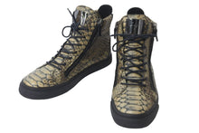 画像をギャラリービューアに読み込む, GIUSEPPE ZANOTTI ジュゼッペザノッティ スニーカー ハイカット パイソン柄 レザー サイズ46 シルバー金具 美品 中古 54625