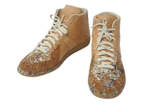 画像をギャラリービューアに読み込む, Maison Margiela マルタンマルジェラ スニーカー レプリカ ジャーマントレーナー ペイント ハイカット ブラウン 46 美品 中古 54626