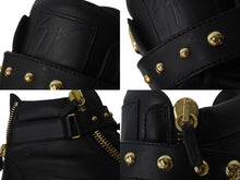 画像をギャラリービューアに読み込む, GIUSEPPE ZANOTTI ジュゼッペザノッティ スニーカー スタッズ クラスプ ブラック レザー 46 ゴールド金具 美品 中古 54627