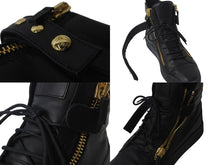 画像をギャラリービューアに読み込む, GIUSEPPE ZANOTTI ジュゼッペザノッティ スニーカー スタッズ クラスプ ブラック レザー 46 ゴールド金具 美品 中古 54627