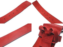 画像をギャラリービューアに読み込む, GUCCI グッチ ベルト バックル インターロッキングGG 赤 レッド スウェード シルバー 中古 54635