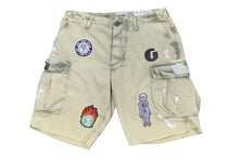 Load image into Gallery viewer, 新品同様 GALLERY DEPT ギャラリーデプト ショートパンツ Kenzie Fatigue カーゴショーツ パッチ ペイント グリーン 32 中古 54743