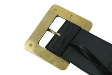 画像をギャラリービューアに読み込む, YVES SAINT LAURENT イヴ サンローラン ベルトバックル 169929 1476 75 30 レザー ブラック ゴールド 良品 中古 54767