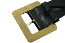 画像をギャラリービューアに読み込む, YVES SAINT LAURENT イヴ サンローラン ベルトバックル 169929 1476 75 30 レザー ブラック ゴールド 良品 中古 54767