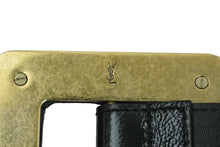 画像をギャラリービューアに読み込む, YVES SAINT LAURENT イヴ サンローラン ベルトバックル 169929 1476 75 30 レザー ブラック ゴールド 良品 中古 54767