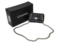 画像をギャラリービューアに読み込む, CHANEL シャネル 2.55チョコバーチェーンミニショルダーバッグ ラムスキン 6番台 ブラック シルバー金具 美品 中古 54822