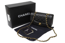 画像をギャラリービューアに読み込む, 極美品 CHANEL シャネル ショルダーバッグ ダイアナ マトラッセ 22cm 4番台 ラムスキン ブラック ゴールド金具 中古 54825