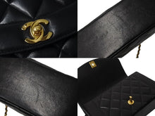 画像をギャラリービューアに読み込む, 極美品 CHANEL シャネル ショルダーバッグ ダイアナ マトラッセ 22cm 4番台 ラムスキン ブラック ゴールド金具 中古 54825