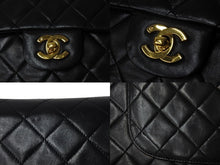 画像をギャラリービューアに読み込む, CHANEL シャネル マトラッセ 25 ショルダーバッグ ダブルフラップ 3番台 ラムスキン ブラック ゴールド 美品 中古 54827