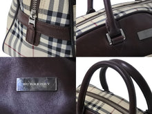 Load image into Gallery viewer, BURBERRY バーバリー ハンドバッグ ミニボストンバッグ ノバチェック ベージュ ブラウン キャンバス レザー 良品 中古 54835