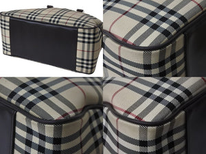 BURBERRY バーバリー ハンドバッグ ミニボストンバッグ ノバチェック ベージュ ブラウン キャンバス レザー 良品 中古 54835