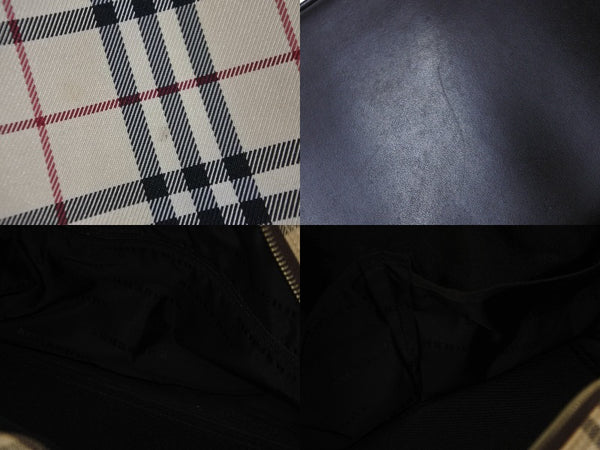 BURBERRY バーバリー ハンドバッグ ミニボストンバッグ ノバチェック ベージュ ブラウン キャンバス レザー 良品 中古 54835