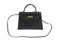 Load image into Gallery viewer, 極美品 エルメス HERMES ミニミニ ケリー 15 黒 ブラック ゴールド金具 ボックスカーフ 外縫 2WAY ショルダーバッグ 中古 54853