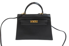 Load image into Gallery viewer, 極美品 エルメス HERMES ミニミニ ケリー 15 黒 ブラック ゴールド金具 ボックスカーフ 外縫 2WAY ショルダーバッグ 中古 54853
