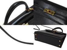 Load image into Gallery viewer, 極美品 エルメス HERMES ミニミニ ケリー 15 黒 ブラック ゴールド金具 ボックスカーフ 外縫 2WAY ショルダーバッグ 中古 54853