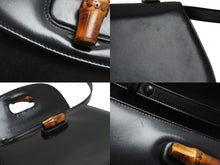 画像をギャラリービューアに読み込む, GUCCI グッチ バンブーミニ 2WAYバッグ ハンドバッグ ショルダーバッグ 000 01 0188 カーフレザー ブラック 美品 中古 54863