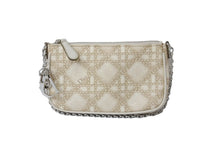 Load image into Gallery viewer, Christian Dior クリスチャンディオール ハンドバッグ ポーチ 00-LU-1018 ベージュ シルバー金具 美品 中古 54866