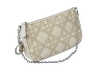 Load image into Gallery viewer, Christian Dior クリスチャンディオール ハンドバッグ ポーチ 00-LU-1018 ベージュ シルバー金具 美品 中古 54866
