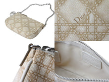 Load image into Gallery viewer, Christian Dior クリスチャンディオール ハンドバッグ ポーチ 00-LU-1018 ベージュ シルバー金具 美品 中古 54866