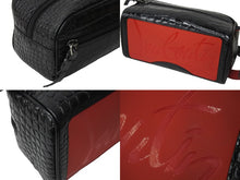 Load image into Gallery viewer, Christian Louboutin クリスチャンルブタン クラッチバッグ ブラスター クロコ ブラック レッド カーフ 1215079 美品 中古 54873