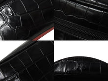 Load image into Gallery viewer, Christian Louboutin クリスチャンルブタン クラッチバッグ ブラスター クロコ ブラック レッド カーフ 1215079 美品 中古 54873