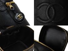 画像をギャラリービューアに読み込む, CHANEL シャネル ココマーク バニティバッグ 縦型 ハンドバッグ 6番台 キャビアスキン ブラック ゴールド金具 美品 中古 54888