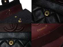 画像をギャラリービューアに読み込む, CHANEL シャネル マトラッセWフラップチェーンショルダーバッグ 4番台 ラムスキン 23cm ブラック ゴールド金具 美品 中古 54910