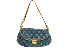 画像をギャラリービューアに読み込む, LOUIS VUITTON ルイヴィトン ミニプリーティ モノグラム デニム ブルー M95050 ゴールド金具 美品 中古 54928