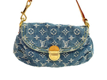 画像をギャラリービューアに読み込む, LOUIS VUITTON ルイヴィトン ミニプリーティ モノグラム デニム ブルー M95050 ゴールド金具 美品 中古 54928