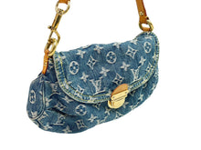 画像をギャラリービューアに読み込む, LOUIS VUITTON ルイヴィトン ミニプリーティ モノグラム デニム ブルー M95050 ゴールド金具 美品 中古 54928