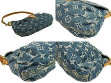 画像をギャラリービューアに読み込む, LOUIS VUITTON ルイヴィトン ミニプリーティ モノグラム デニム ブルー M95050 ゴールド金具 美品 中古 54928