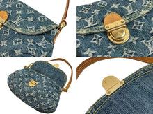 画像をギャラリービューアに読み込む, LOUIS VUITTON ルイヴィトン ミニプリーティ モノグラム デニム ブルー M95050 ゴールド金具 美品 中古 54928