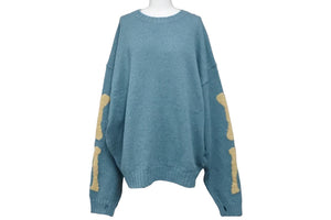 New and unused KAPITAL Capital Knit 5G Wool BONE Crew Sweater Green Wool Size 3 K2211KN131 Used 55008