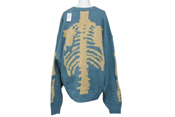 New and unused KAPITAL Capital Knit 5G Wool BONE Crew Sweater Green Wool Size 3 K2211KN131 Used 55008