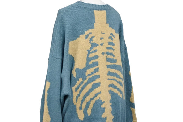 New and unused KAPITAL Capital Knit 5G Wool BONE Crew Sweater Green Wool Size 3 K2211KN131 Used 55008