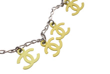 画像をギャラリービューアに読み込む, CHANEL シャネル ヴィンテージ ブレスレット ココマーク シルバーチェーン チャームブレスレット イエロー 美品 中古 55026