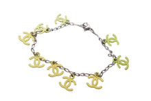 画像をギャラリービューアに読み込む, CHANEL シャネル ヴィンテージ ブレスレット ココマーク シルバーチェーン チャームブレスレット イエロー 美品 中古 55026