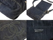 画像をギャラリービューアに読み込む, CHANEL シャネル ショルダーバッグ スパークリングデニム 10番台 ココマーク ネイビー A31987 ゴールド金具 良品 中古 55035