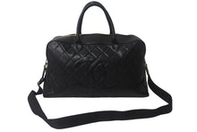 画像をギャラリービューアに読み込む, CHANEL シャネル ヴィンテージ ボストンバッグ キャビアスキン 旅行カバン 8番台 ブラック ゴールド金具 美品 中古 55040