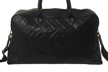 画像をギャラリービューアに読み込む, CHANEL シャネル ヴィンテージ ボストンバッグ キャビアスキン 旅行カバン 8番台 ブラック ゴールド金具 美品 中古 55040