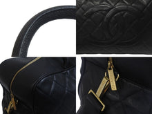 画像をギャラリービューアに読み込む, CHANEL シャネル ヴィンテージ ボストンバッグ キャビアスキン 旅行カバン 8番台 ブラック ゴールド金具 美品 中古 55040