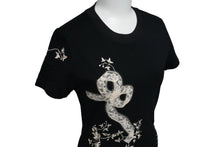 画像をギャラリービューアに読み込む, 極美品 JOHN GALLIANO ジョンガリアーノ 半袖Ｔシャツ トップス リボン刺繍 レース 3A12051197 コットン ブラック S 中古 55127